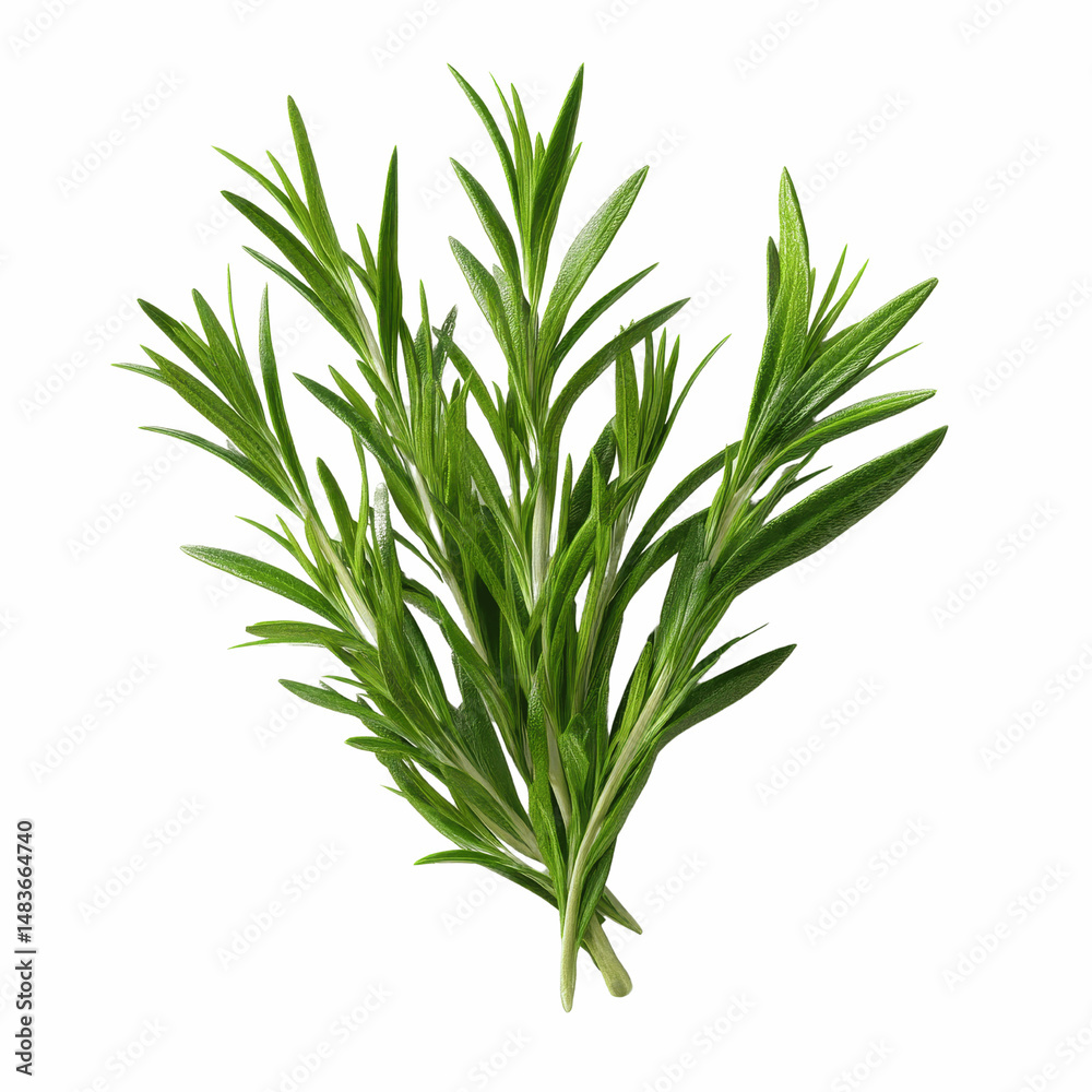 Fototapeta premium Fresh Rosemary Sprigs Isolated on Blue Transparent background