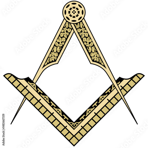 Freemason Square and Compass Only - Fellowcraft - Gold AI