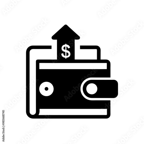 online wallet with dollar upload icon on white 