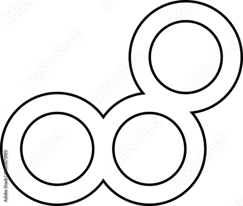 Group of three outlined circles positioned to create a compact and minimal symbolic shape.
