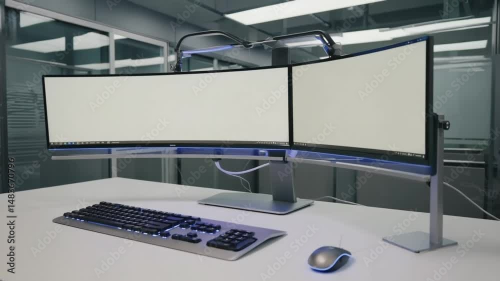 Modern multi monitor workstation setup