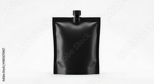 Black Refillable Pouch Packaging – Minimalist Product Mockup
