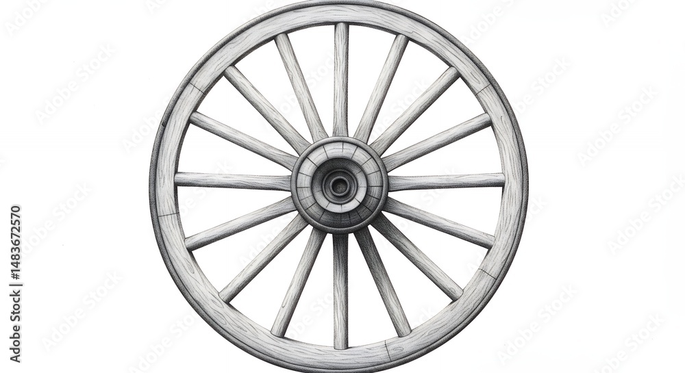 Fototapeta premium Vintage wooden wagon wheel