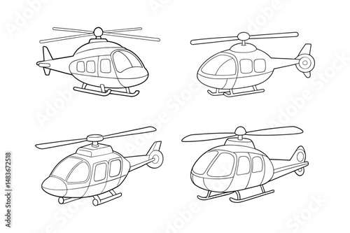helicopter  line art vector bundle  illustration