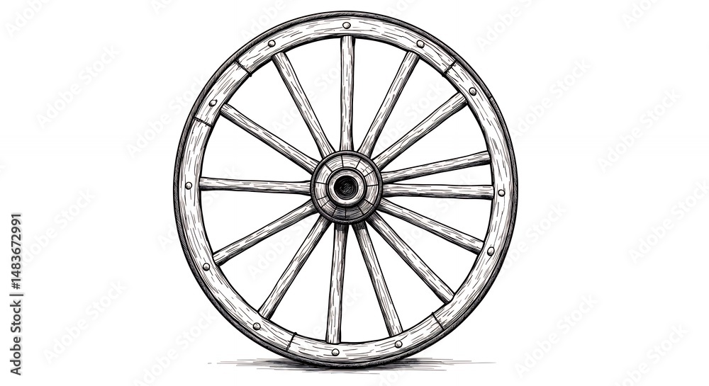 Fototapeta premium Wagon wheel illustration