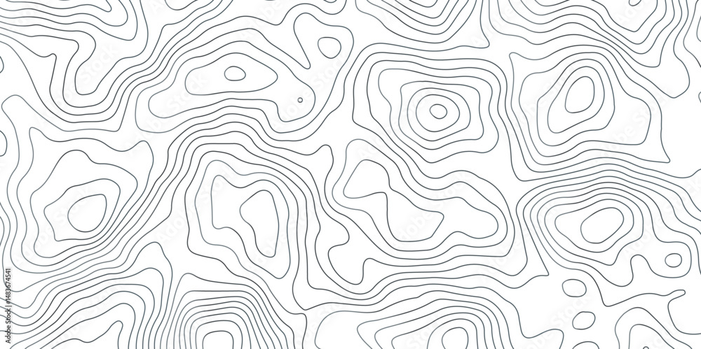 Obraz premium Abstract Topographic Map Lines. Monochrome Terrain Lines Art. Wavy Geographical Contour Lines