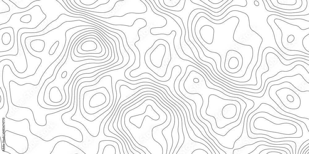 Fototapeta premium Abstract Topographic Map Lines. Monochrome Terrain Lines Art. Wavy Geographical Contour Lines