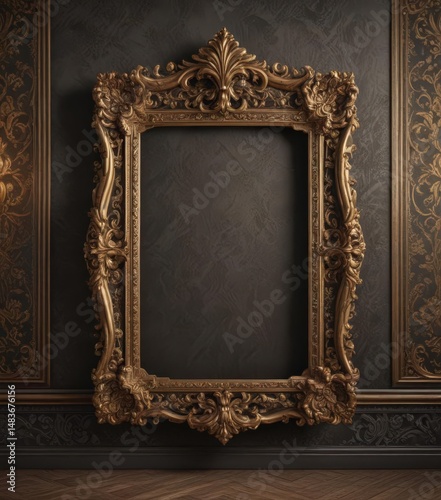 Ornate frames in a classic damask backdrop, textured elegance ,  ornate,  design element,  decoration