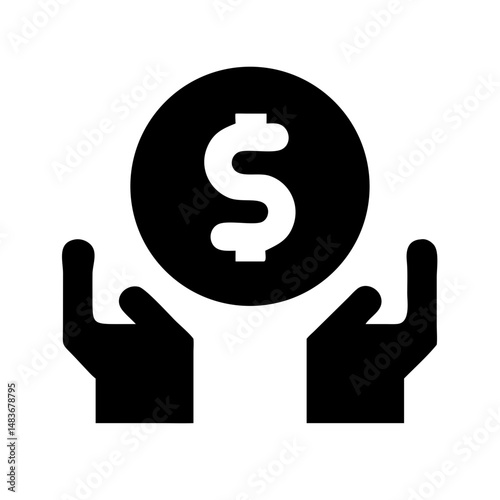 Safe Savings Icon – Hands Protecting Dollar Coin:
Icon of hands holding a dollar coin, symbolizing safe savings, financial security, and responsible money management.