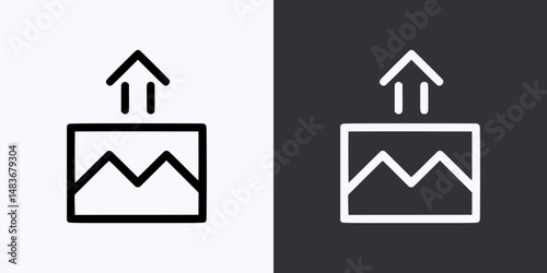 Upload Icon – Vector Outline – Black and White Preview