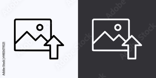 Upload Icon – Vector Outline – Black and White Preview