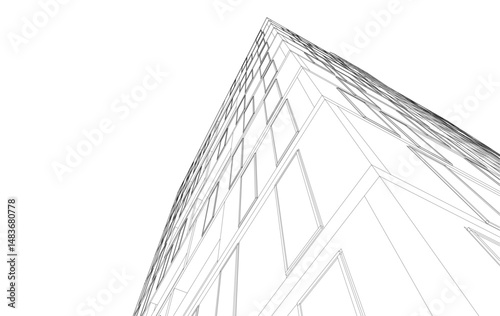 Architectural drawing vector 3d rendering