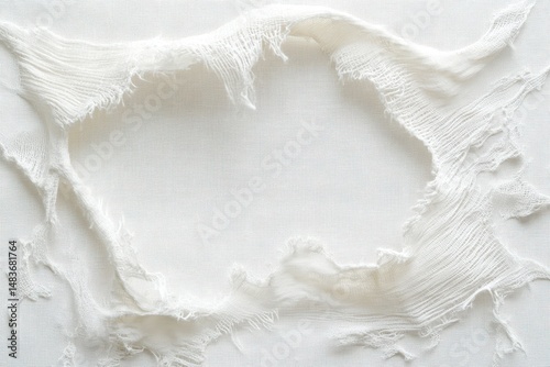 Weathered Fabric: Textured Closeup of Torn, Crumpled Cloth with Open Space for Copy in Colorful Background