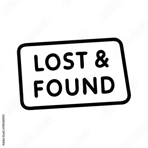 Lost and Found sign, simple icon, black and white, for website design