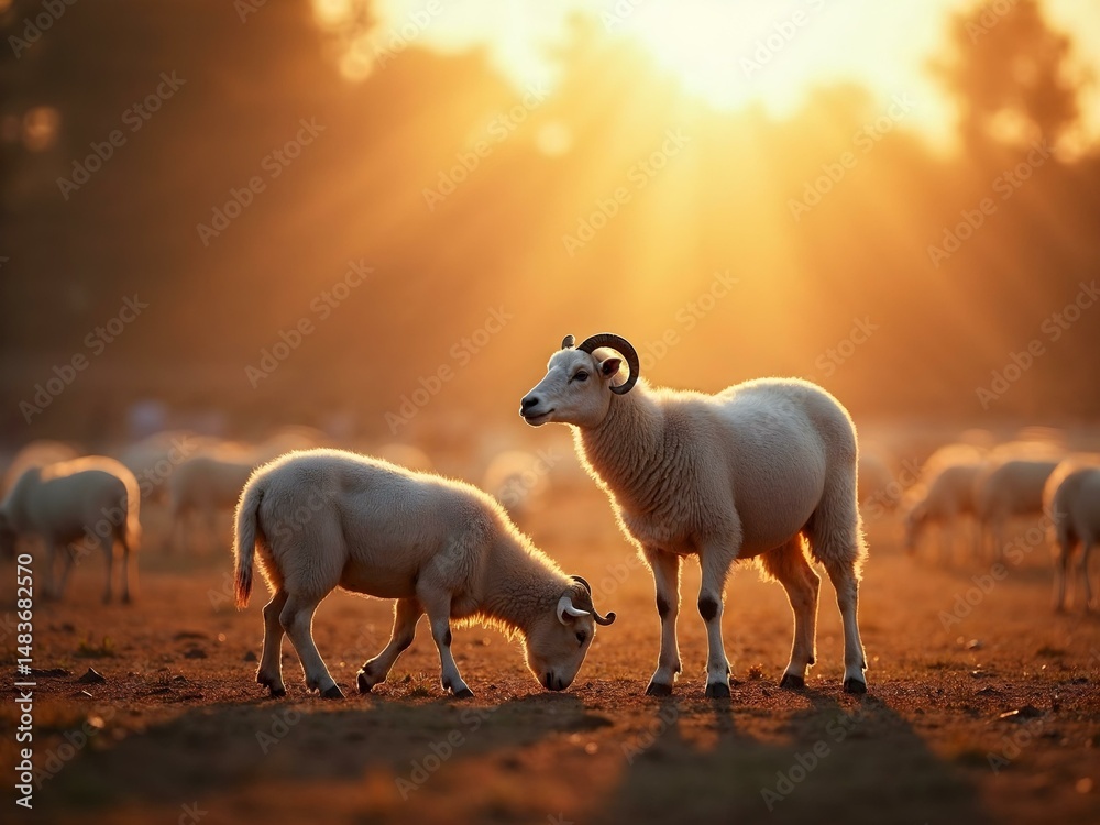 Fototapeta premium Sheep at Sunset