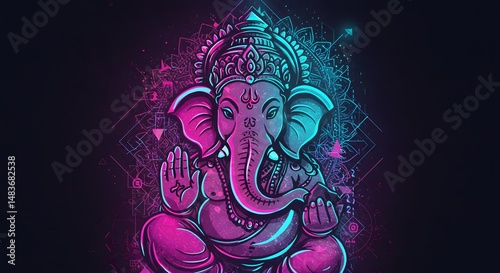 Digital art of colorful deity