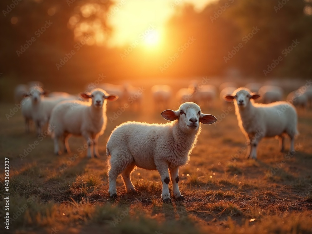 Fototapeta premium Sheep at Sunset