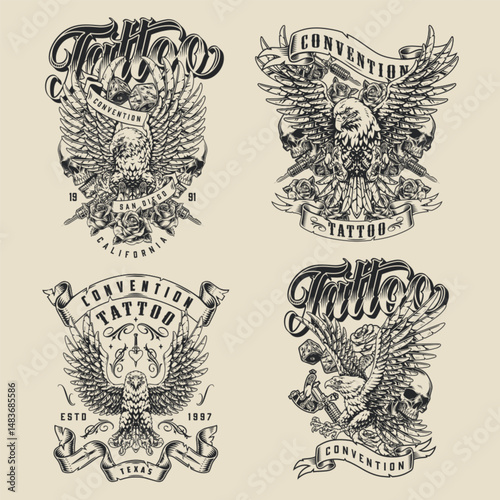 Vintage tattoo designs from CA TX