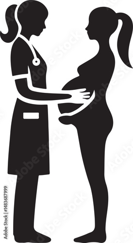 Empowering Birth Support  Doula Silhouette Holding Hands with Pregnant Woman new trendy unique 2025