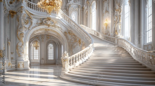 Grand Staircase in a Luxurious Palace: A Vision of Elegance and Grandeur