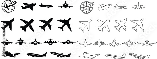 The aeroplane icon is set for travel and transport themes.