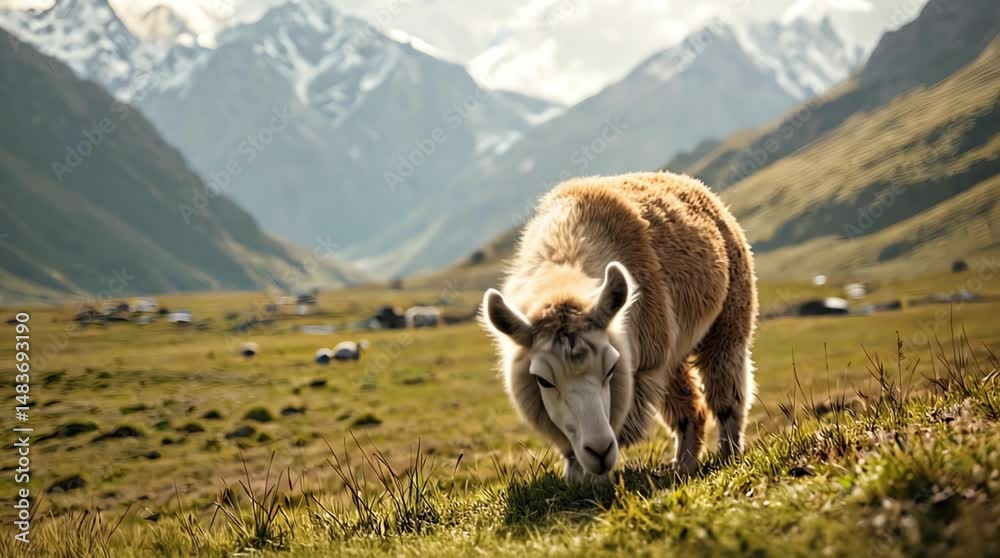 Alpaca en lo andes andino
