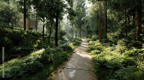 Forest path sunlight