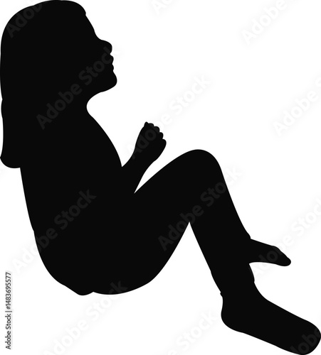 a girl sitting body silhouette vector