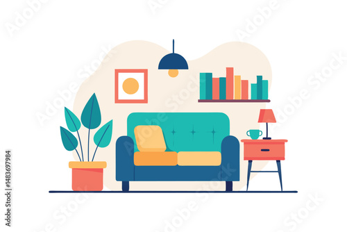 living room interior with sofa