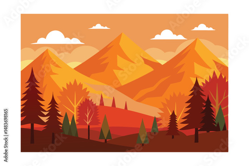 autumn landscape with mountains