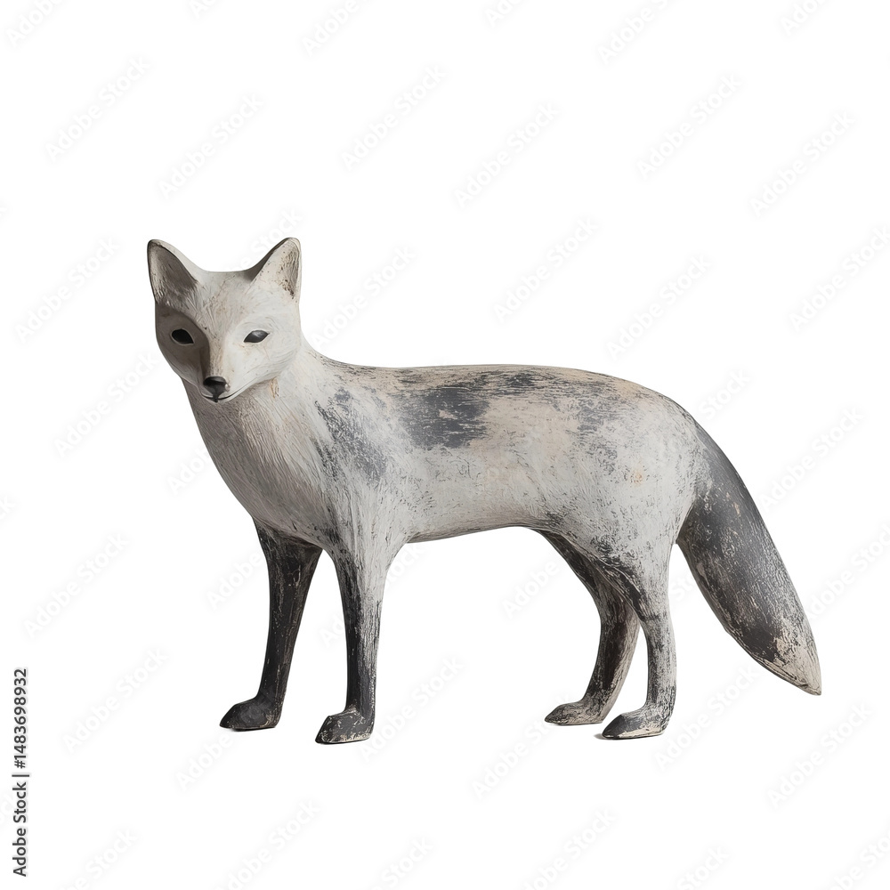 Fototapeta premium wooden fox sculpture with rustic texture 