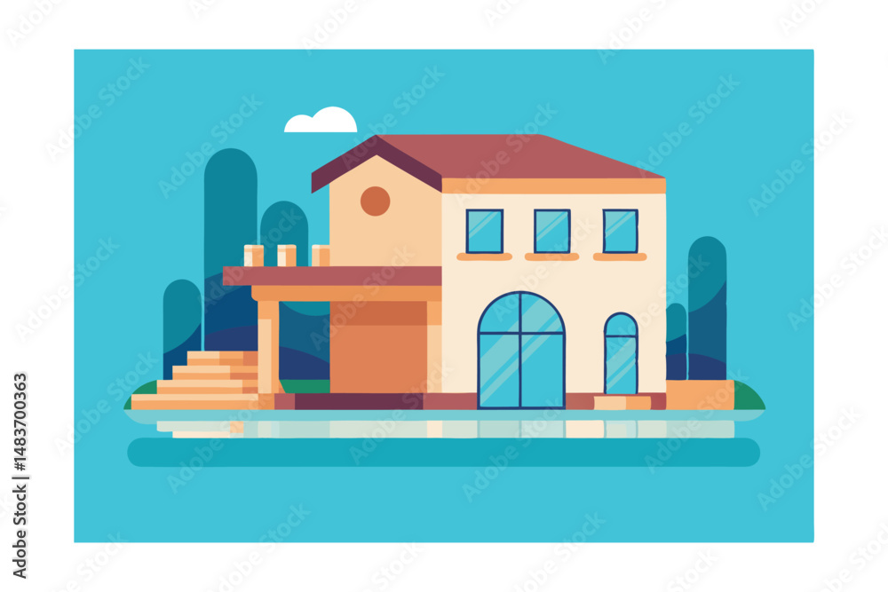 Fototapeta premium vector illustration of a building