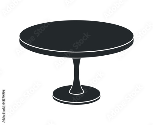 Simple Round Pedestal Table Icon Illustration for Home Decor Design