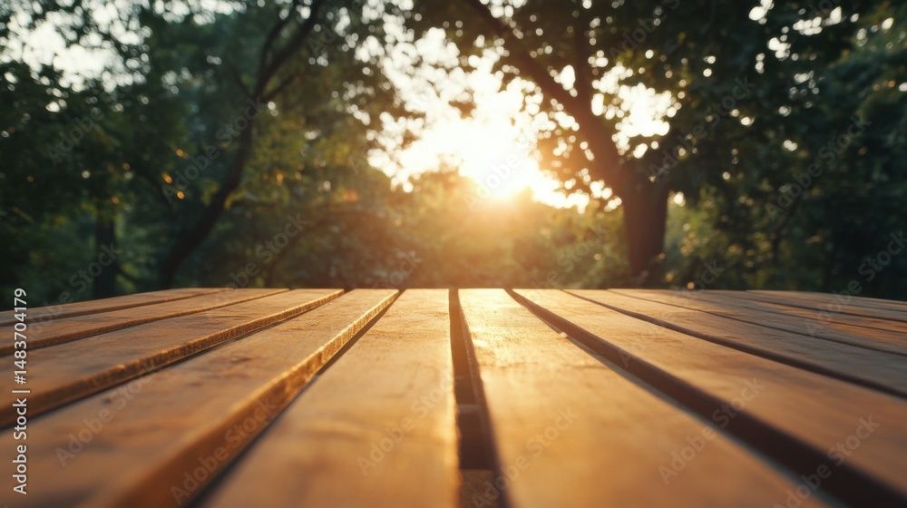 Empty tabletop with natural bokeh background for product Empty tabletop with natural bokeh background for product