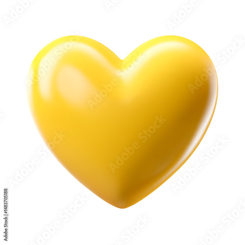 Yellow heart 3D rendering love symbol graphic design