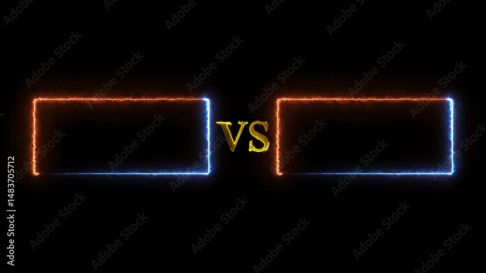 Versus screen with neon frames. Neon VS frame on black background. neon sports versus letter animation 4k video and black background .
Versus screen with neon frames. Neon VS frame on black background. neon sports versus letter animation 4k video and black background .