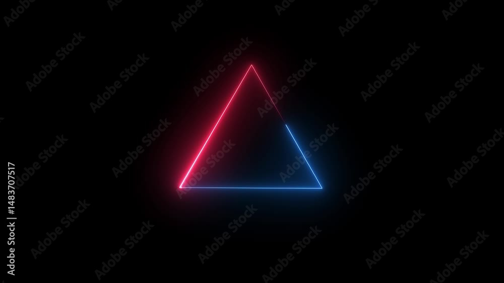 Neon line triangle frame animation. geometric shape looping animation 4k video . Neon line triangle frame animation. geometric shape looping animation 4k video .