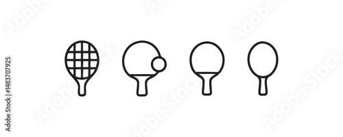 Minimal ping pong and tennis rackets icons vector