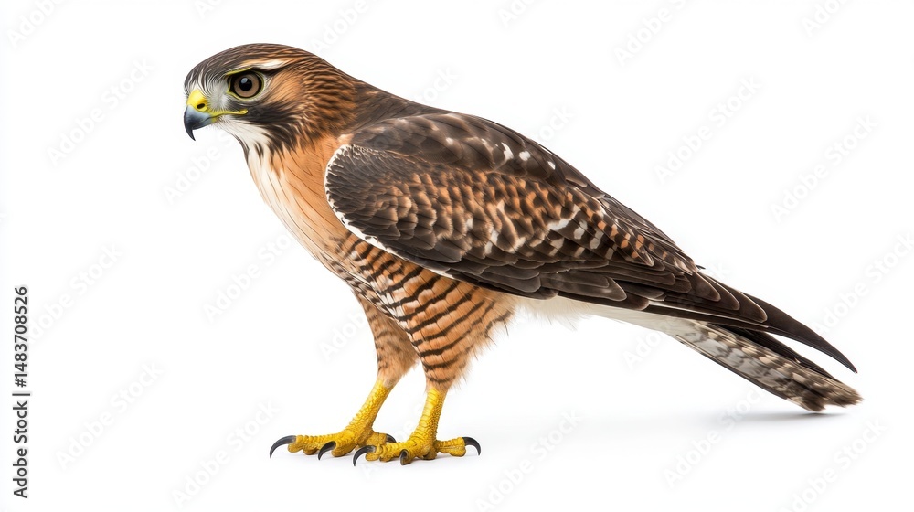 Fototapeta premium Sharpshinned hawk observing prey forest habitat wildlife photography natural environment close-up view focused expression for seo impact