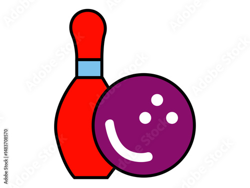 bowling pins and ball