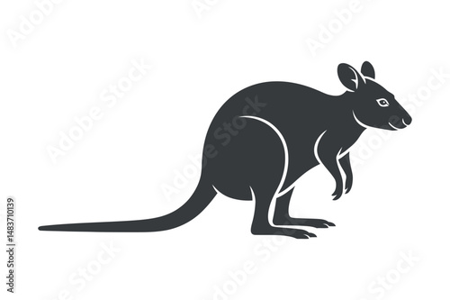 Stylized Silhouette of a Wallaby Standing Profile View Simple Design Element
