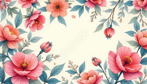 Elegant floral pattern illustration, perfect for textile design, wallpaper, or branding Soft colors and delicate details , wallpaper, elegant