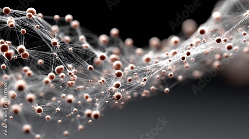 Abstract network with interconnected nodes against a dark background.