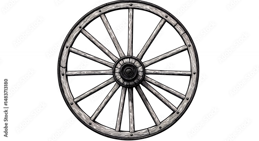 Fototapeta premium Vintage wagon wheel graphic design element
