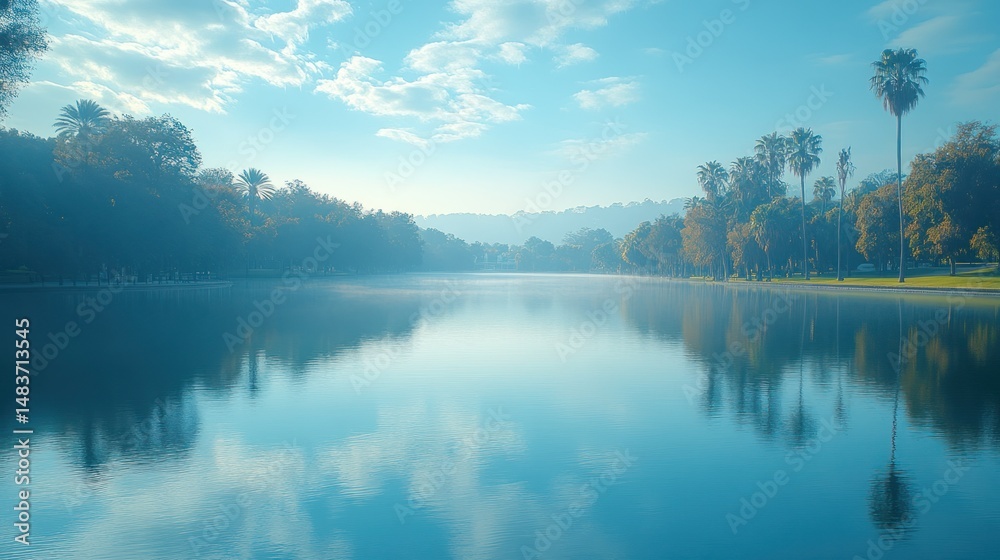 Fototapeta premium Tranquil lake sunrise scene