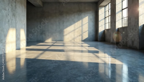 Wallpaper Mural Polished concrete floor reflecting light, showing texture and detail , interior, slab Torontodigital.ca