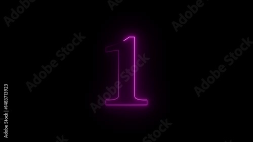 Neon number one, Glowing Neon number 1 on black background 4k animation.