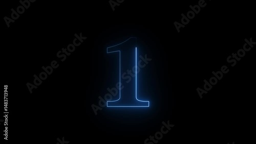 neon text 1 number countdown icon background 4k animation .Neon number 1 with alpha channel, neon numbers, Bright neon glowing number 1, Energy red Number One 1 4k Animation.