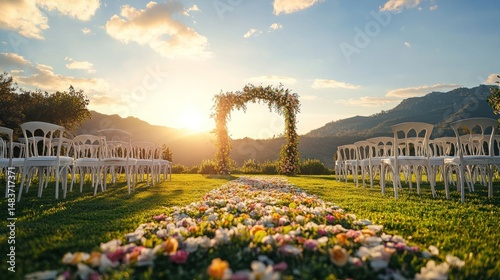 Romantic Outdoor Wedding Ceremony at Sunset