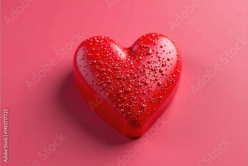 Close-up of a single, red heart-shaped valentine's day candy Sweet, romantic, love symbol , heart, gift